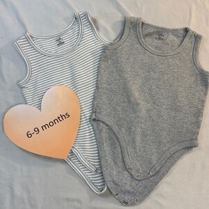 Touched by Nature - organic cotton Gray and White Sleeveless Bodysuit/onesies